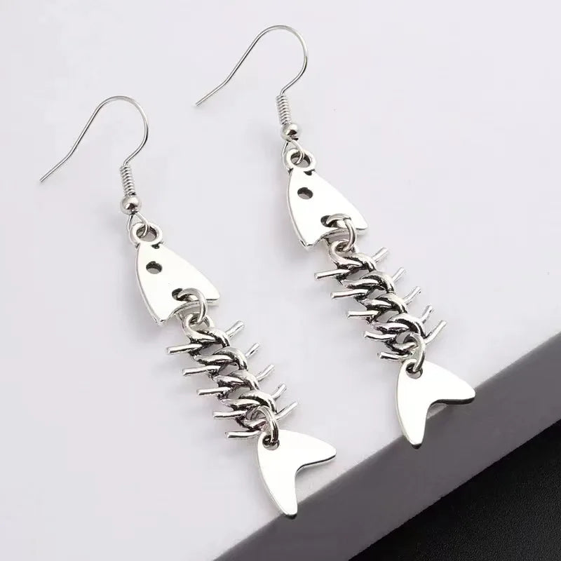 CZTICLE® Fashion Handmade Simple Design Antique Silver Color Fish Bone Earrings